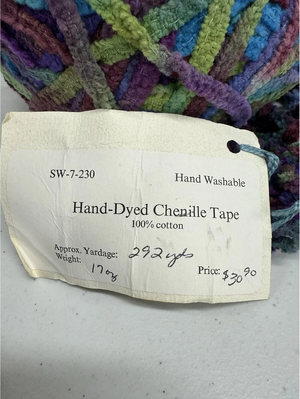 Springwater Fiber Workshop Inc Hand Dyed Chenille Tape 17oz One Skein Multicolor